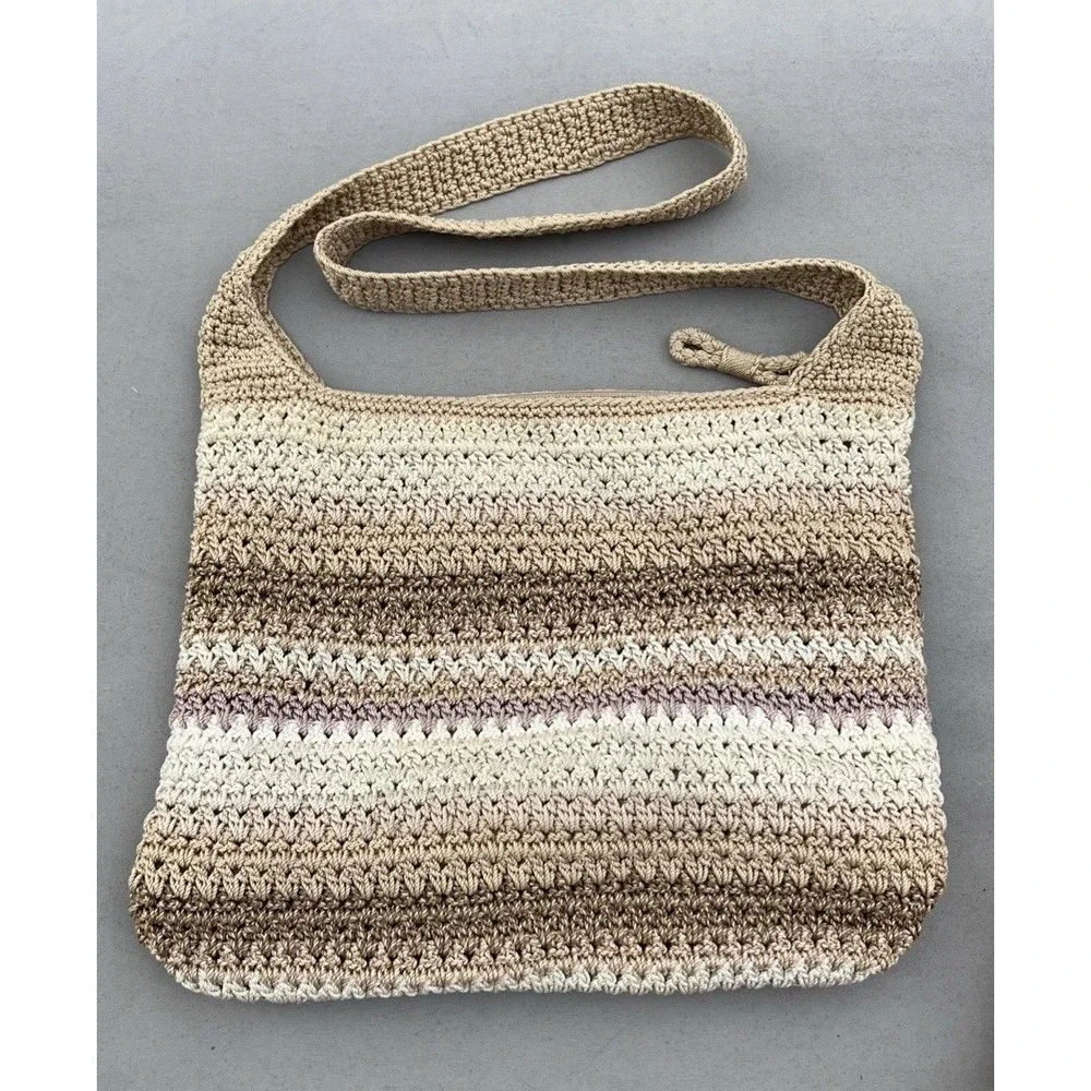 The Sak Riviera Beige Crochet Crossbody Bag Lined Boho Bohemian Summer Festival - Picture 1 of 16